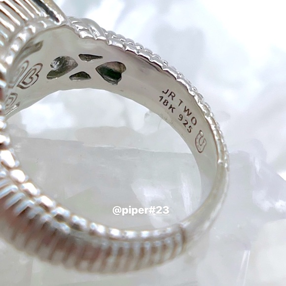 Judith Ripka JR TWO Fontaine Prasiolite & Diamond Cocktail Ring size 6 - Picture 7 of 8